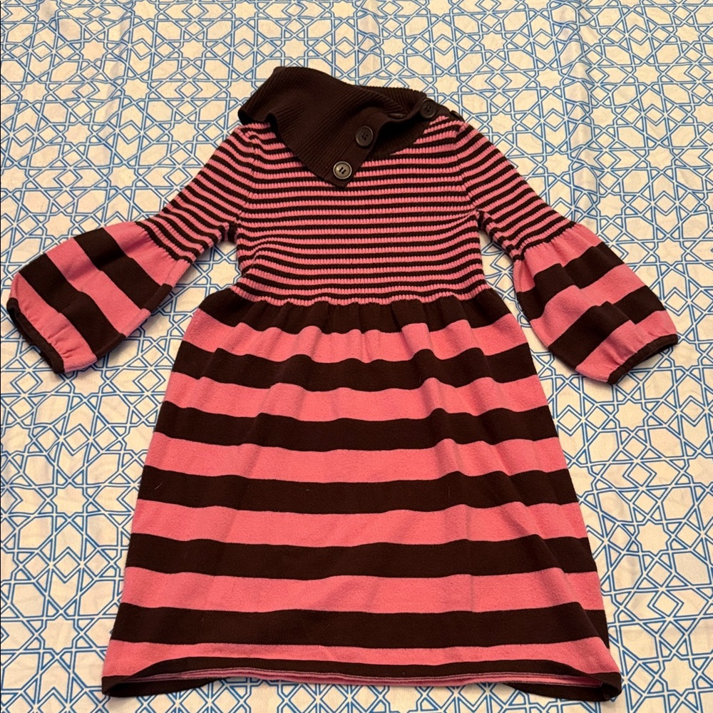 Takeout Pink and Brown Striped Kids Dress